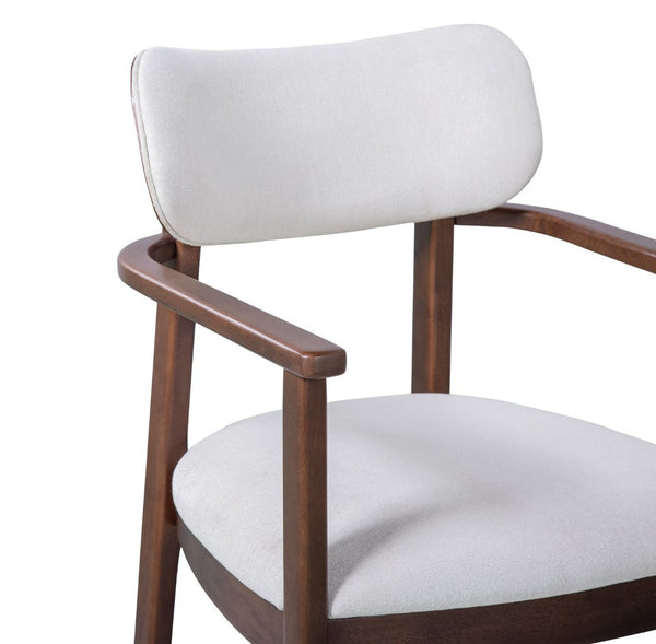 English Elm Indoor Beige Upholstered Dining Chairs Set of 2 Rubberwood Frame for Modern Kitchens Walnut N772P389535W