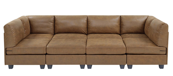 English Elm Faux Leather Modular Sectional Sofa Reconfigurable Pu Upholstery Living Room B2748S00044
