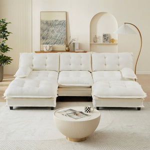 English Elm 107" U-shaped Chenille Modular Sectional with Ottomans Deep Sink Cloud Sofa W714S01679