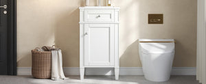 English Elm 18-inch French Style Freestanding Bathroom Vanity with Ceramic Sink Soft Close Storage White N710P411340K