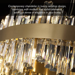 English Elm Modern Crystal 24" Gold Chandelier 18-Light Round Brass Fixture with Clear Crystals for Grand Rooms W2869P218650