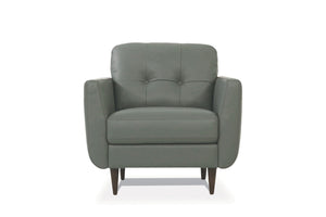 English Elm Radwan Button Tufted Italian Leather Accent Chair with Walnut Tapered Legs B2726P496931