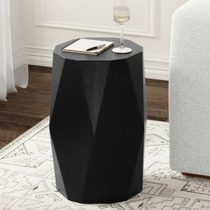 English Elm Judson Sculptural Mango Wood Side Table Faceted Round Accent for Modern Interiors B136P420286