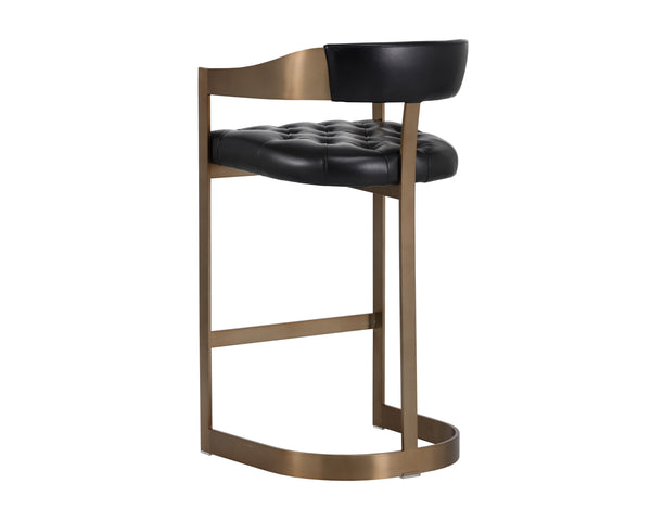 Sunpan Beaumont Ultra Contemporary Bar Stool with T-Shaped Back and Durable Design for Any Space Antique Brass / Cantina Black