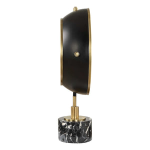 Uttermost Velar Brushed Brass and Black Marble Quartz Clock for Modern Interiors