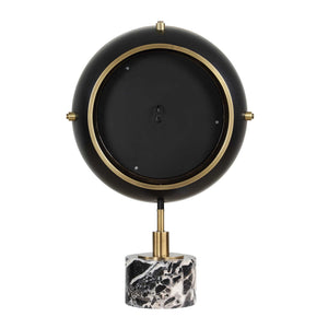 Uttermost Velar Brushed Brass and Black Marble Quartz Clock for Modern Interiors