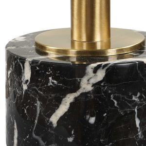 Uttermost Velar Brushed Brass and Black Marble Quartz Clock for Modern Interiors