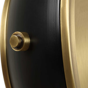 Uttermost Velar Brushed Brass and Black Marble Quartz Clock for Modern Interiors