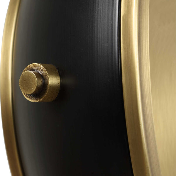 Uttermost Velar Brushed Brass and Black Marble Quartz Clock for Modern Interiors