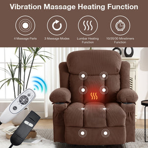 English Elm Power Lift Recliner with Heated Lumbar Massage and Usb Port for Senior Living W1521P455686