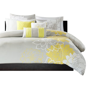 English Elm King/Cal Lola 6 Piece Printed Duvet Cover Set – Floral Cotton Sateen, Embroidered Pillows, OEKO-TEX Safe B03597306