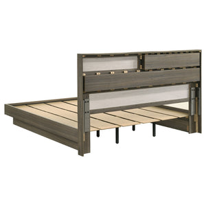 English Elm Pierce Eastern King Platform Bed with Led Headboard and Italian Gloss Finish B062S01833