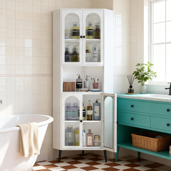 English Elm 73'' Tall Steel Corner Cabinet with Adjustable Shelves and Doors for Any Room W3387P450849