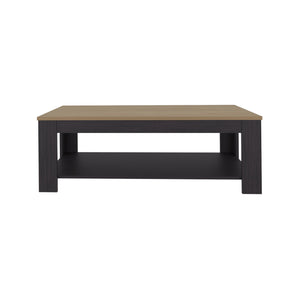 English Elm Coffee Table modern 16.2" H with 1 Shelf and Door, Space-Saving Engineered Wood Storage Solution Natural+Black 51.97 L x 28.74 W x 3.15 H B097P395881