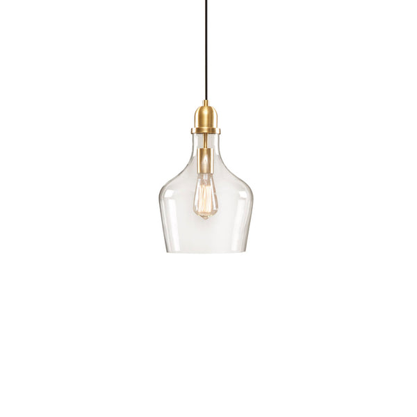 JLA Home INK+IVY - Bell Bell-shaped Hanging Glass Pendant Light with Clear Hand-Blown Shade and Gold Finish, Adjustable Cord MP151-0123