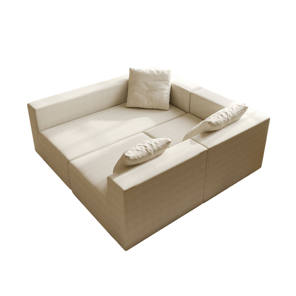 English Elm L Shaped Modular Sectional Sofa - 110" Corduroy Couch With Deep Seats & Movable Ottoman For Comfort W3670S00001