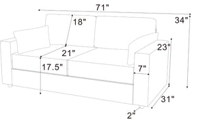 English Elm Modern Low Profile Upholstered Sofa Deep Seat Cushions for Apartment Living Rooms Beige B343P435915