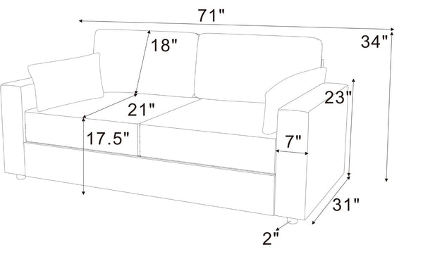 English Elm Modern Low Profile Upholstered Sofa Deep Seat Cushions for Apartment Living Rooms Beige B343P435915