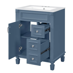 English Elm 24" French Inspired Bathroom Vanity with Ceramic Basin Soft Close Cabinet and 2 Drawers N710P318989C