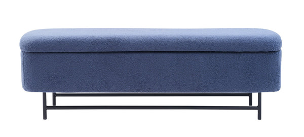 English Elm Bench Navy Indoor Upholstered Storage Seat With Soft Teddy Fabric For Living Room & Bedroom Use T3903P372080