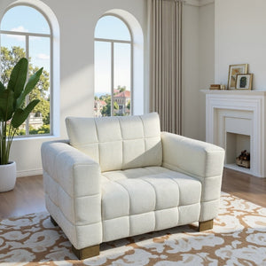 English Elm Fx-p54-1s-be2 Plush Accent Chair with Gold Legs Mid-century Modern Living Room Seat Beige W576S00210