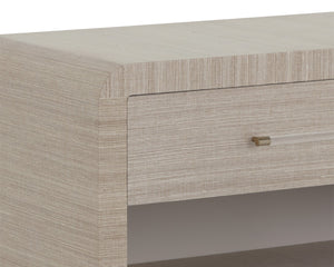 Sunpan ATHERTON Nightstand - Sand Raffia & Solid Wood, Soft-Closing Drawers, Modern Design & Safety Features 112286
