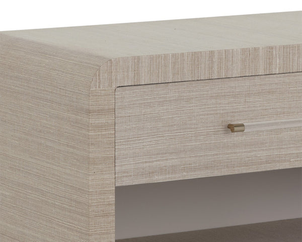 Sunpan ATHERTON Nightstand - Sand Raffia & Solid Wood, Soft-Closing Drawers, Modern Design & Safety Features 112286