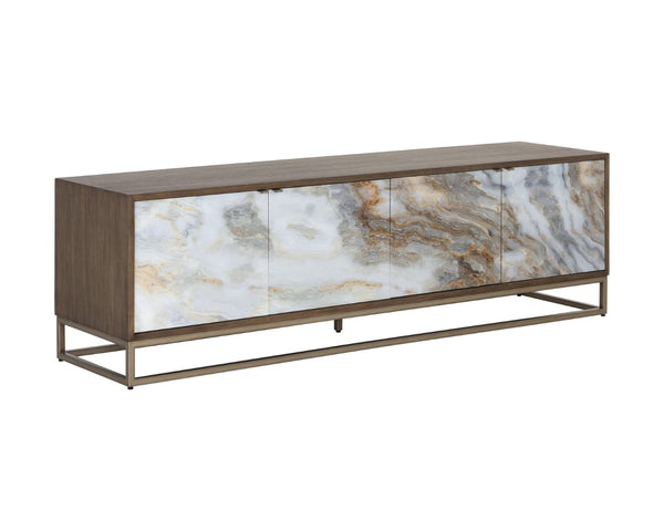 Sunpan FUENTES Stylish Media Console & Storage Cabinet - Luxurious Oak, Soft-Close Doors, Ample Storage Space 106751