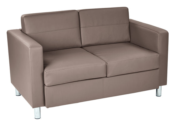 OSP Home Furnishings Pacific Faux Leather 2-seater Loveseat with Chrome Legs for Modern Living Spaces Stratus PAC52-R103