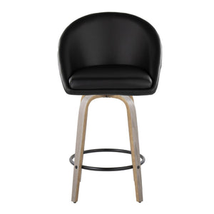 English Elm Fixed-height Swivel Counter Stools with Faux Leather Seats and Chrome Footrest Set of 2 Black B202S01838