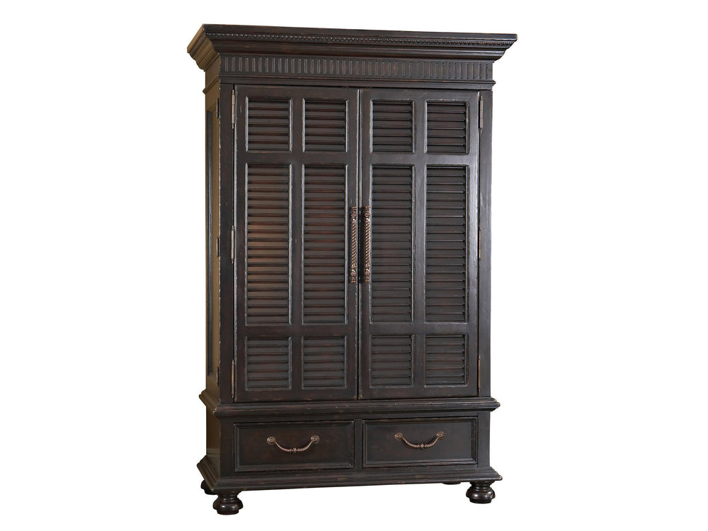 Lexington Tommy Bahama Home Trafalgar Armoire: Exquisite British Colonial Design With Distressed Tamarind Finish And Storage Solutions Tamarind  619-311c