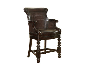 Lexington Tommy Bahama Home Dunkirk Swivel Stool - Embrace British Colonial Style With Open Cane Back & Rich Tamarind Finish Tamarind  619-815-01