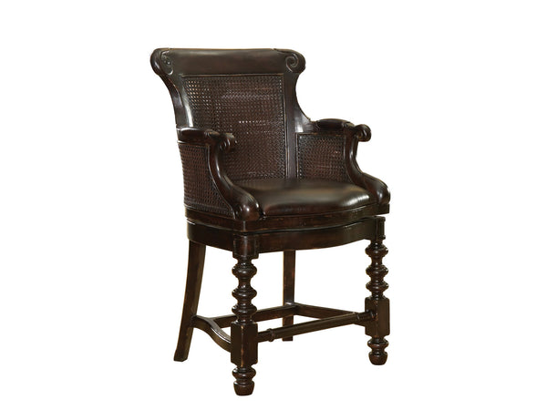 Lexington Tommy Bahama Home Dunkirk Swivel Stool - Embrace British Colonial Style With Open Cane Back & Rich Tamarind Finish Tamarind  619-815-01