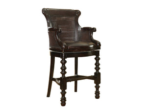 Lexington Tommy Bahama Home Dunkirk Swivel Stool - Embrace British Colonial Style With Open Cane Back & Rich Tamarind Finish Tamarind  619-816-01