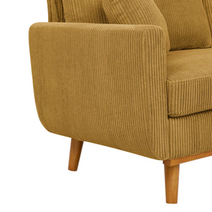 English Elm Asher Mid-Century Corduroy Sofa with Vertical Channel Texture, Tapered Walnut Legs, 2-Pillow Comfort Ginger B343P348950