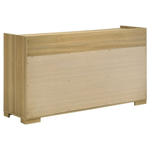English Elm Lincoln Queen Bedroom Set with Led Headboard Italian Modern Natural Wood Finish B062S01836