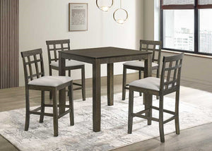English Elm Beautiful Gray Wood Slatted Back Counter Height Dining Chairs with Cushioned Seats Set of 2 B011P284420