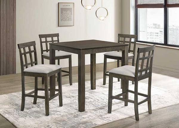 English Elm Beautiful Gray Wood Slatted Back Counter Height Dining Chairs with Cushioned Seats Set of 2 B011P284420
