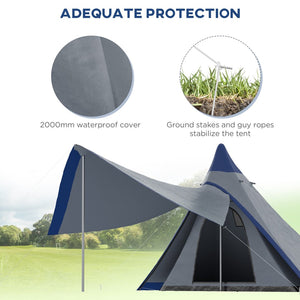 English Elm Outsunny Teepee Camping Tent Waterproof Oxford Fabric Porch Canopy for 3 Person Hiking W2225P200810