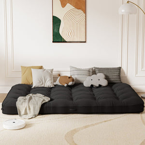 English Elm 6 Inch Corduroy Foldable Floor Mattress Full Size Futon Pad for Guest Sleeping Black T3210P477349