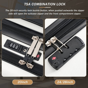English Elm Luggage 5 Piece Hardside Abs Set with Front Access Carry on and Tsa Spinner Wheels White N732P391557K
