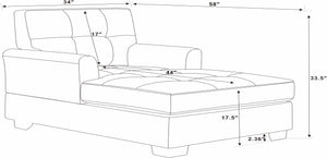 English Elm Silva Gray Tufted 34" Chaise Lounge – Polyester Upholstery, Removable Cushions, Solid Frame B343P311020