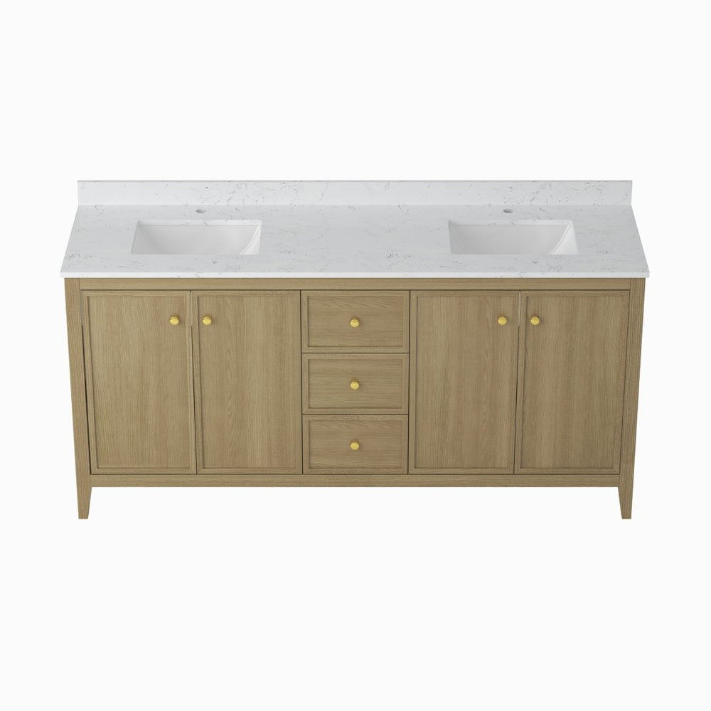 English Elm 24" Freestanding Bathroom Vanity with Countertop Soft Close Storage Melamine Cabinet T3785P442258