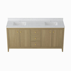 English Elm 24" Freestanding Bathroom Vanity with Countertop Soft Close Storage Melamine Cabinet T3785P442258