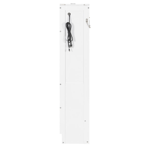 English Elm Queen-size Murphy Wall Bed with Led Ambient Lighting Usb Outlet and Graphic Panel White LP000357AAK