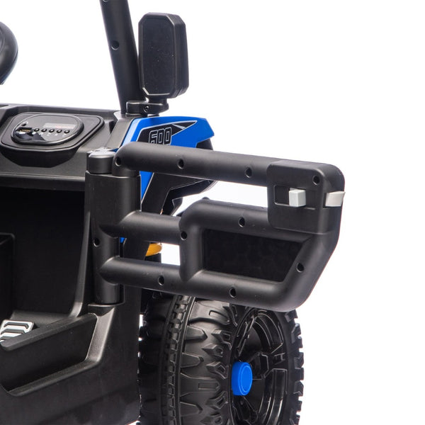 English Elm 24v Electric Kids Dump Truck 4wd Six Wheel Ride on with Remote Suspension Cargo Bucket Blue W1578P380843