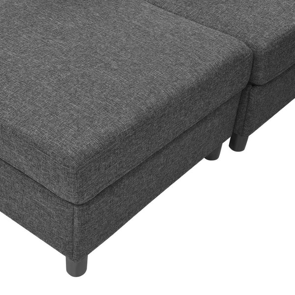 English Elm Modern Foil Fabric Modular Sectional Sofa Reconfigurable Living Room Seating Dark Gray W5568S00049
