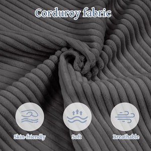 English Elm Three-seater cloud-like sofa with no assembly, plush corduroy, slow-recovery foam & upgraded support Grey W2606P300937