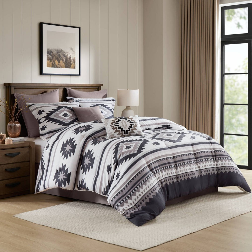 English Elm 8-piece Cal King Herringbone Comforter Set with Down Alternative Fill and Euro Shams B035P482960