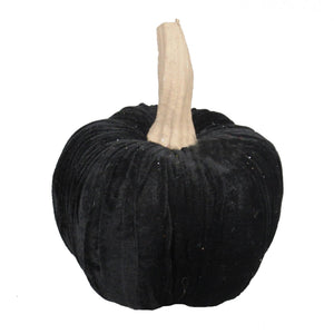 English Elm Set Of 2, 9.5" Black Velvet Pumpkins - Elegant Fall Decor For Halloween And Autumn Displays! W2078P237261-GIGA